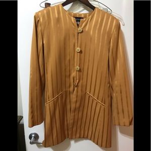 2 piece pinstripe gold suit with skirt